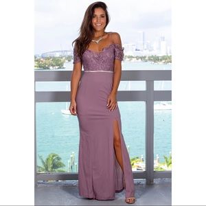 Mauve Cold Shoulder Maxi Dress